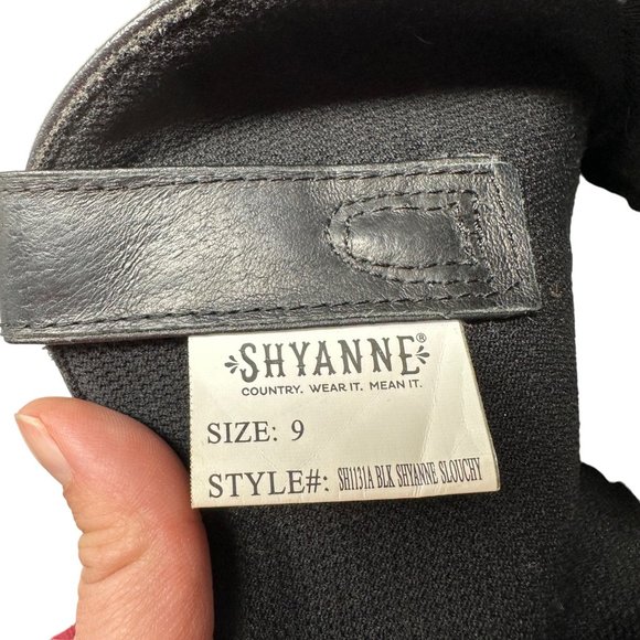 Shyanne Slouchy Western Cowboy Boot in Black Leather Silver Toe Tips Size 9 - Picture 11 of 16